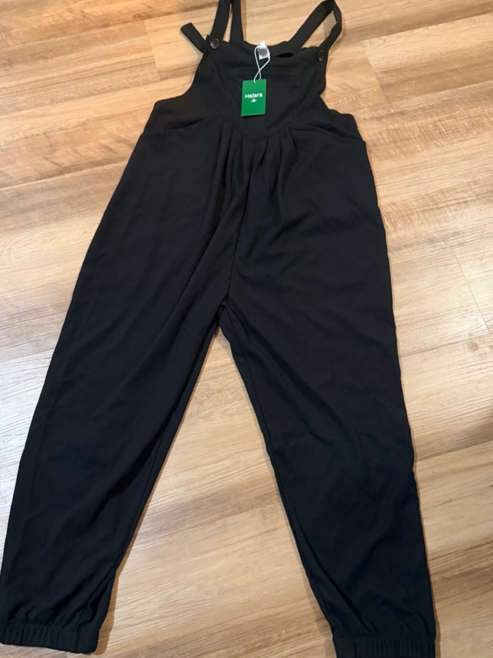 Halara Pockets Waffle Casual Jogger Overalls black size Large NWT - Picture 4 of 12